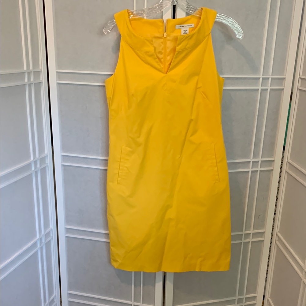 Banana Republic Yellow Sheath Mini Dress V-Neck Sleeveless